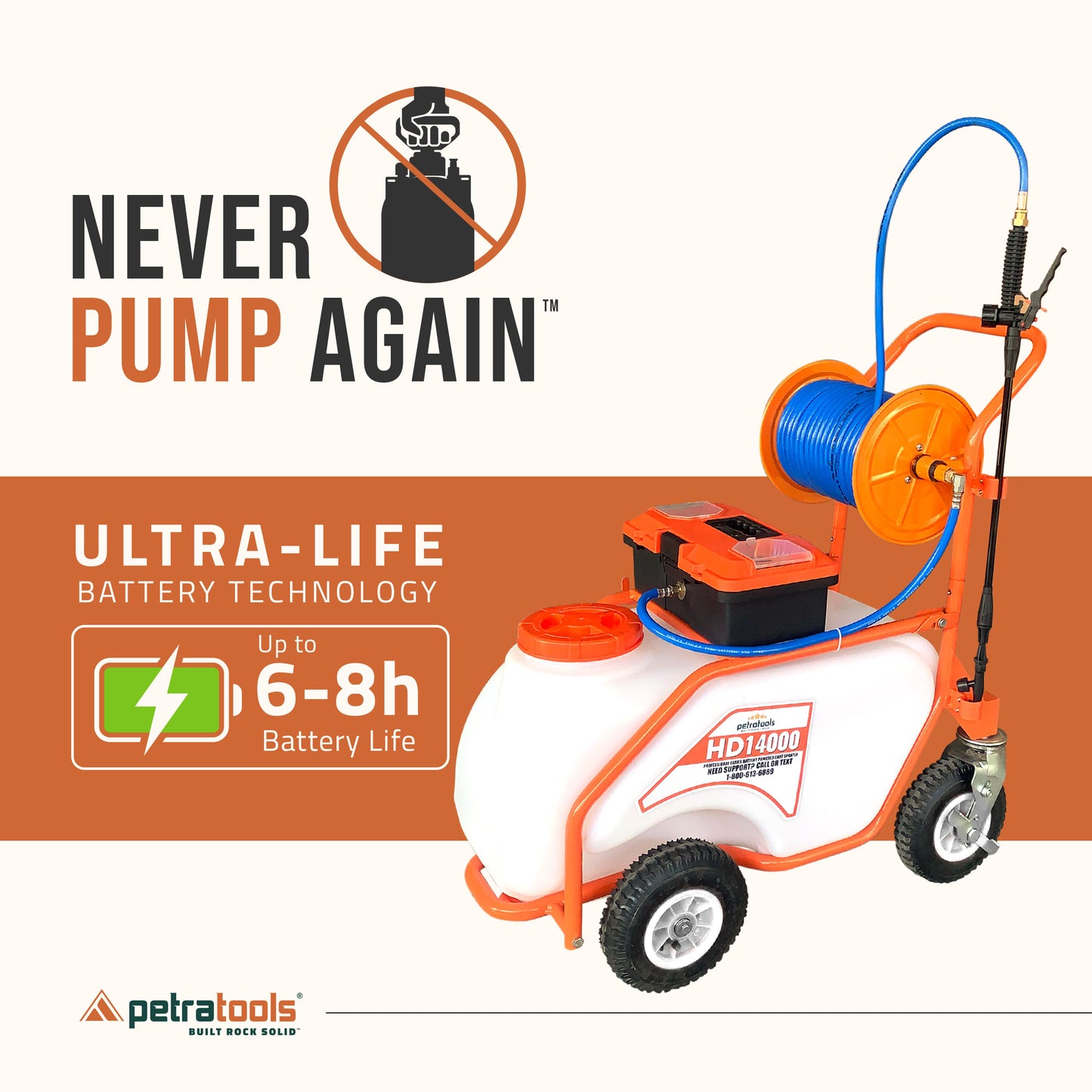 PETRATOOLS BATTERY CART SPRAYER (14 Gallon) HD14000