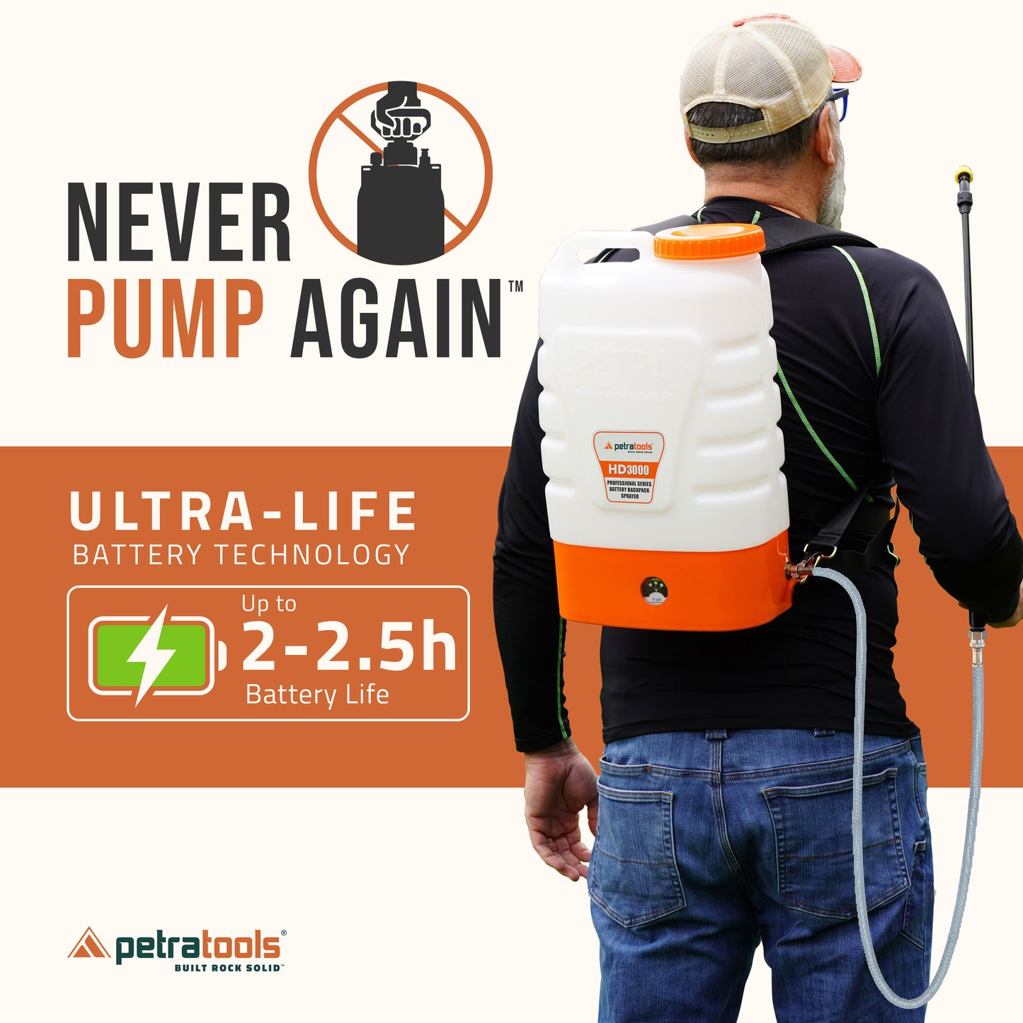 Petratools HD3000 Battery Powered Backpack Sprayer