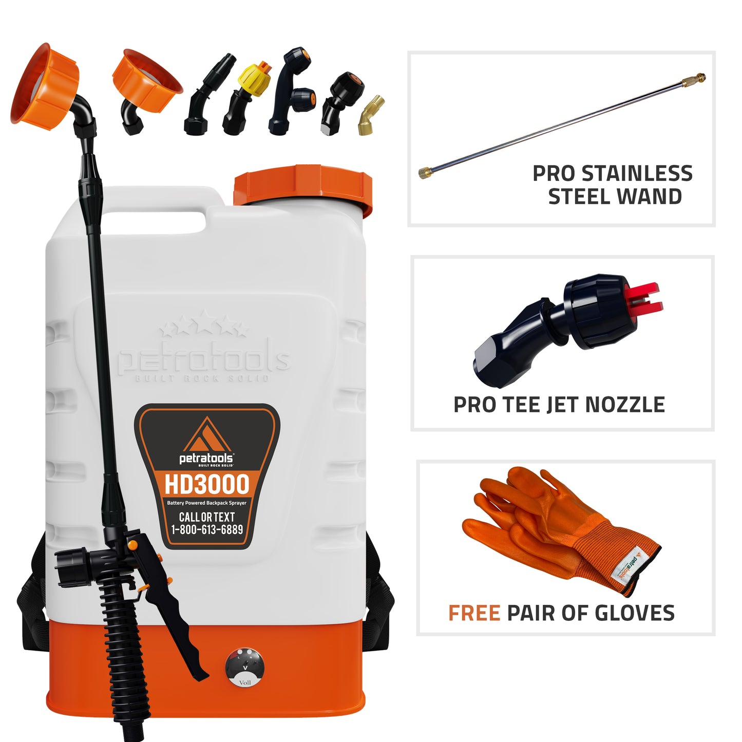 Petratools HD3000 Battery Powered Backpack Sprayer