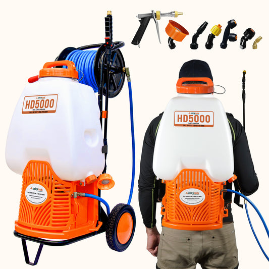 Petratools HD5000 Pro - Battery Sprayer With Reel Cart