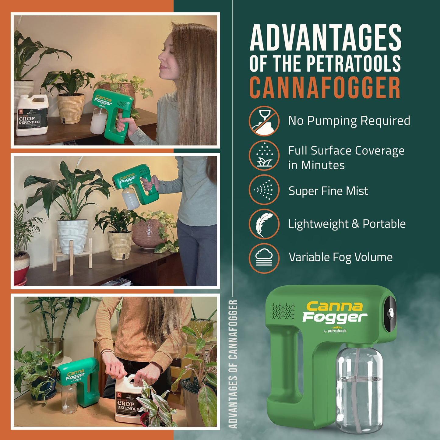 PetraGrow CannaFogger Atomizer + 32 oz Leaf Guard Crop Defender Bundle