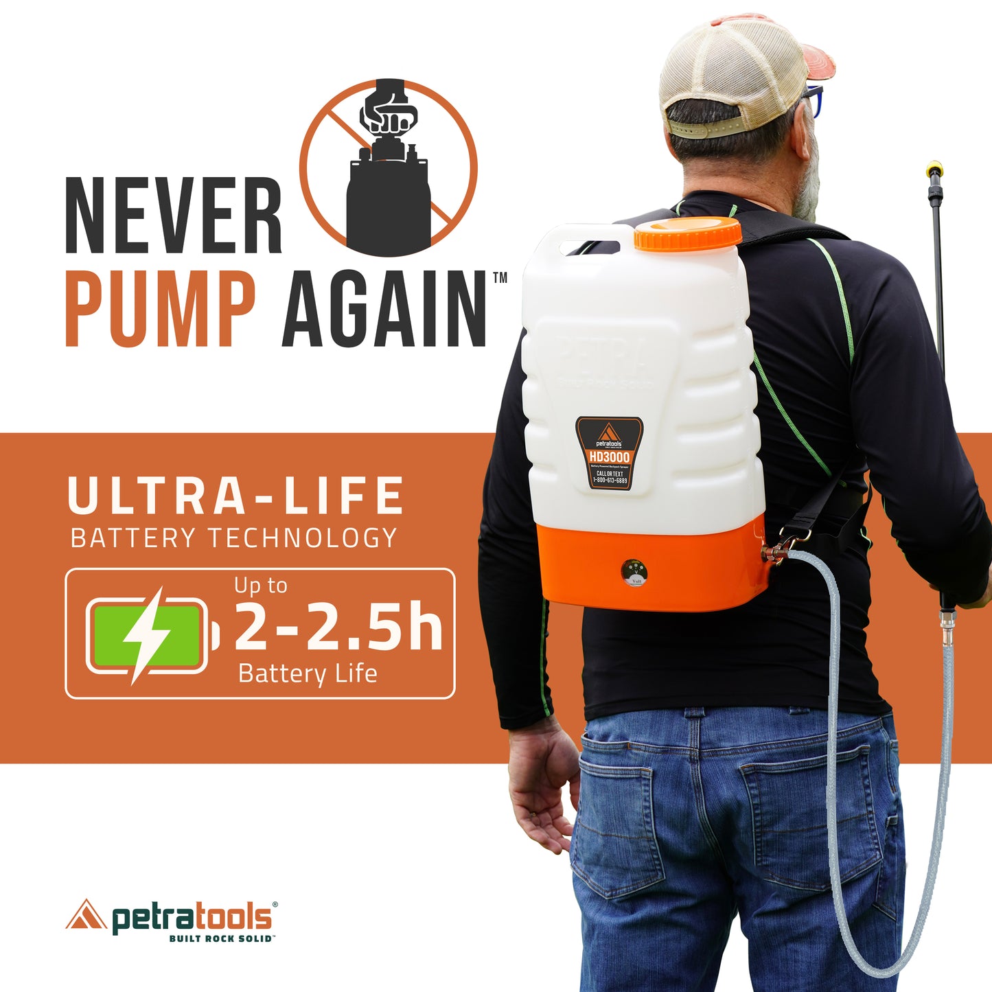 Petratools HD3000 Battery Powered Backpack Sprayer