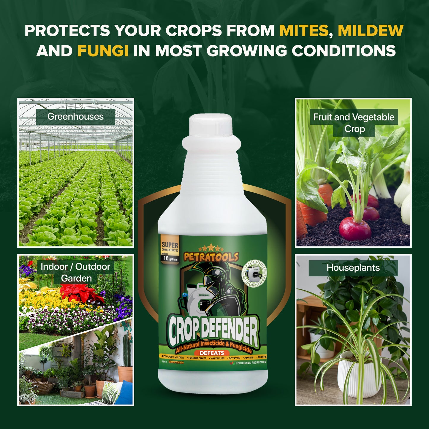 Different types of plants where you can apply PetraTools Crop Defender Natural Ferlizer 