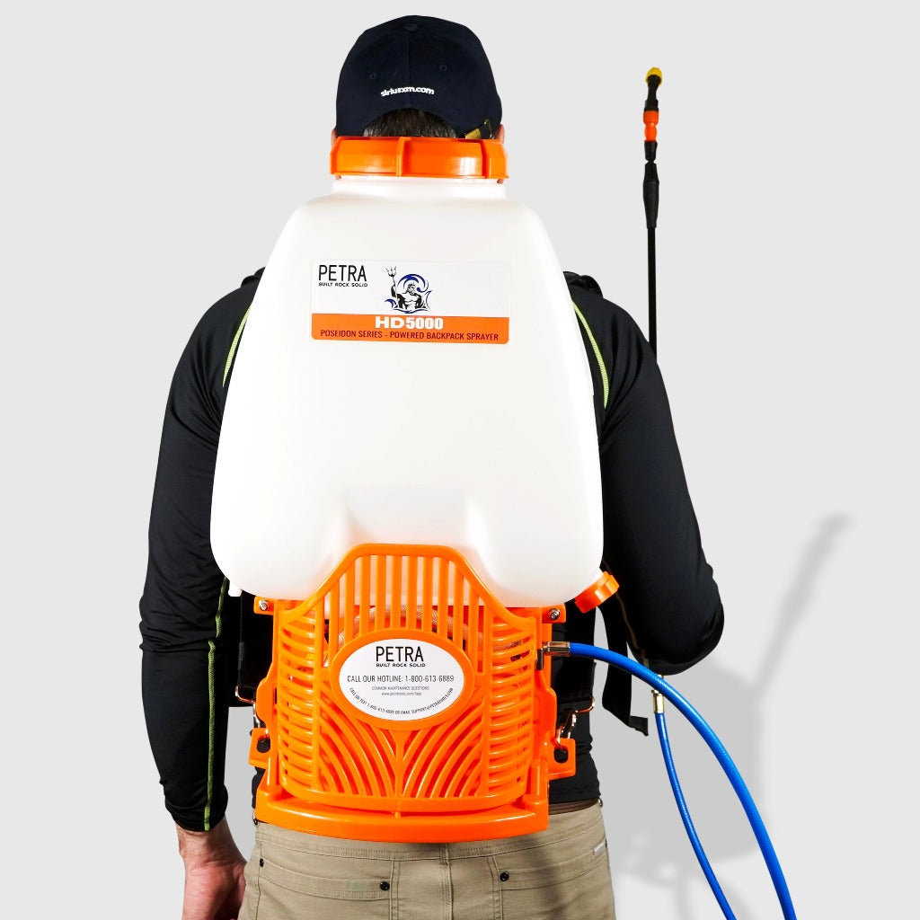 PetraTools HD5000 Battery Sprayer when worn as backpack